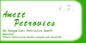 anett petrovics business card